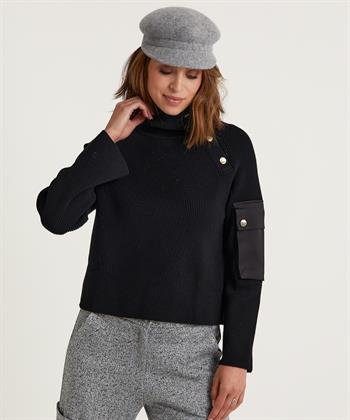 Liu Jo Rippen-Rollkragenpullover mit goldenen Knöpfen