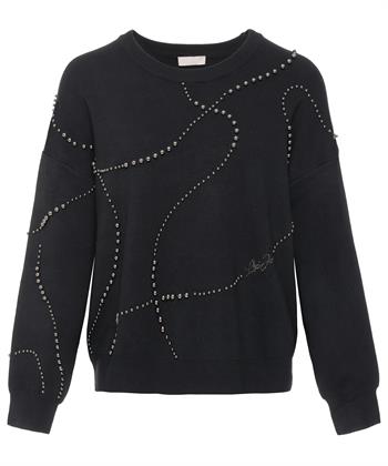 Liu Jo Shirt Langarm V-Ausschnitt Strass Logo