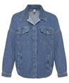 Liu Jo übergroße Denim-Bluse mit Strass-Logo