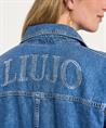 Liu Jo übergroße Denim-Bluse mit Strass-Logo