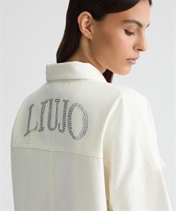 Liu Jo übergroße Denim-Bluse mit Strass-Logo
