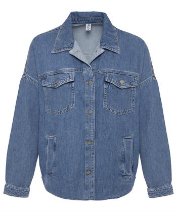 Liu Jo übergroße Denim-Bluse mit Strass-Logo