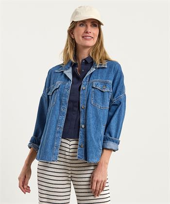 Liu Jo übergroße Denim-Bluse mit Strass-Logo