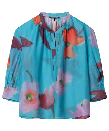 Luisa Cerano Baumwoll Voile Bluse Hibiskusblüte