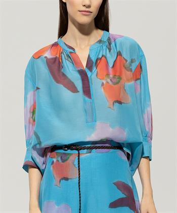 Luisa Cerano Baumwoll Voile Bluse Hibiskusblüte