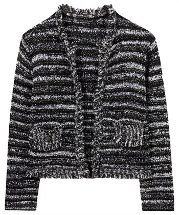 Luisa Cerano Blazer Strickjacke Tweed Fransen