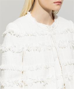 Luisa Cerano Bouclé Jacke mit Rüschen