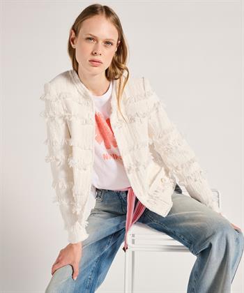 Luisa Cerano Bouclé Jacke mit Rüschen