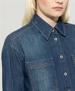 Luisa Cerano Denim-Bluse fransen