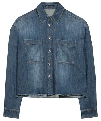 Luisa Cerano Denim-Bluse fransen