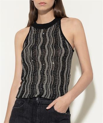 Luisa Cerano Gestricktes Neckholder-Top Lurex
