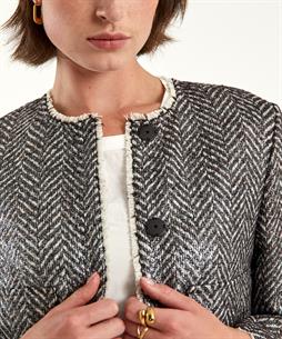 Luisa Cerano Jacke aus Wollmischung mit Fischgrätmuster und Lurex
