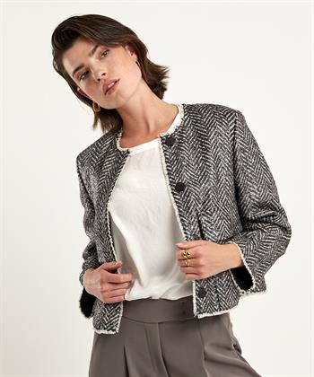 Luisa Cerano Jacke aus Wollmischung mit Fischgrätmuster und Lurex