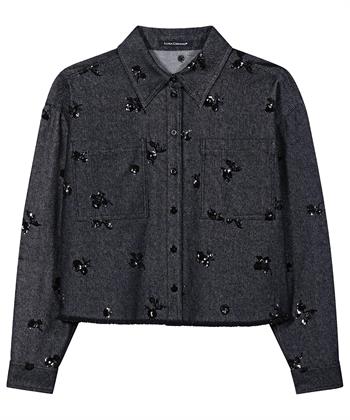 Luisa Cerano Jeansjacke Pailletten Blumen