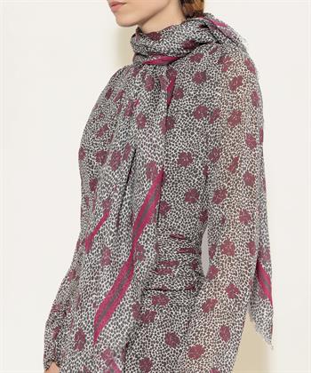 Luisa Cerano Leinenschal mit Panther-Print und Blumen
