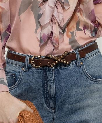Luisa Cerano leren riem studs