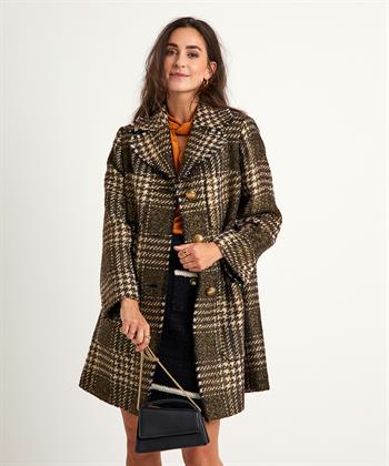 Luisa Cerano Mantel aus Wollmischung mit Lurex-Karo