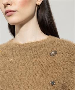 Luisa Cerano pelzige Pullover Ziersteine