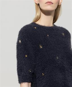 Luisa Cerano pelzige Pullover Ziersteine