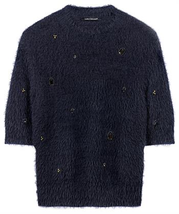 Luisa Cerano pelzige Pullover Ziersteine