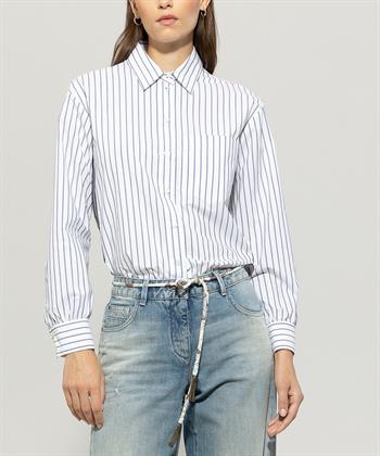 Luisa Cerano Popeline-Bluse mit seitlichen Paspelstreifen