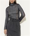 Luisa Cerano Rollkragenpullover mit Spitzenfolie Print