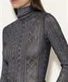 Luisa Cerano Rollkragenpullover mit Spitzenfolie Print
