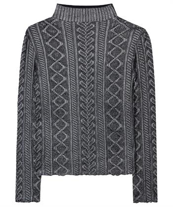 Luisa Cerano Rollkragenpullover mit Spitzenfolie Print