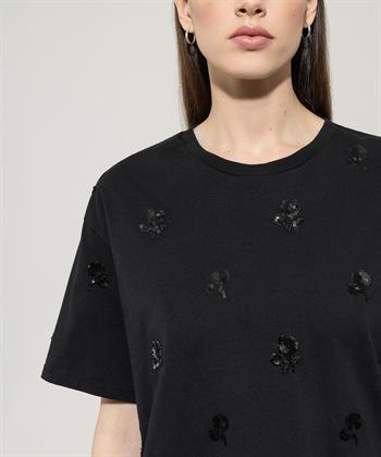 Luisa Cerano Shirt Paillettenblumen