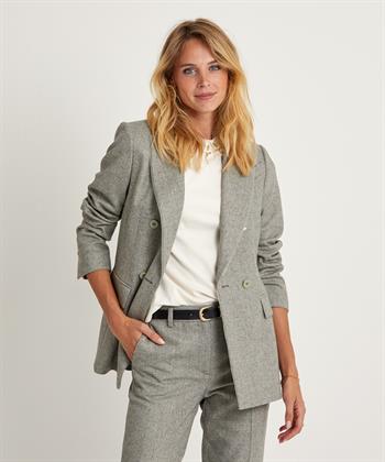Marc Cain Blazer aus Wollmischung mit Fischgrätmuster