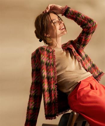 Marc Cain Jacke aus Wollmischung mit Jacquard-Karo