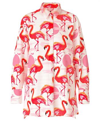 Marc Cain lange Bluse aus Baumwoll-Voile Flamingo