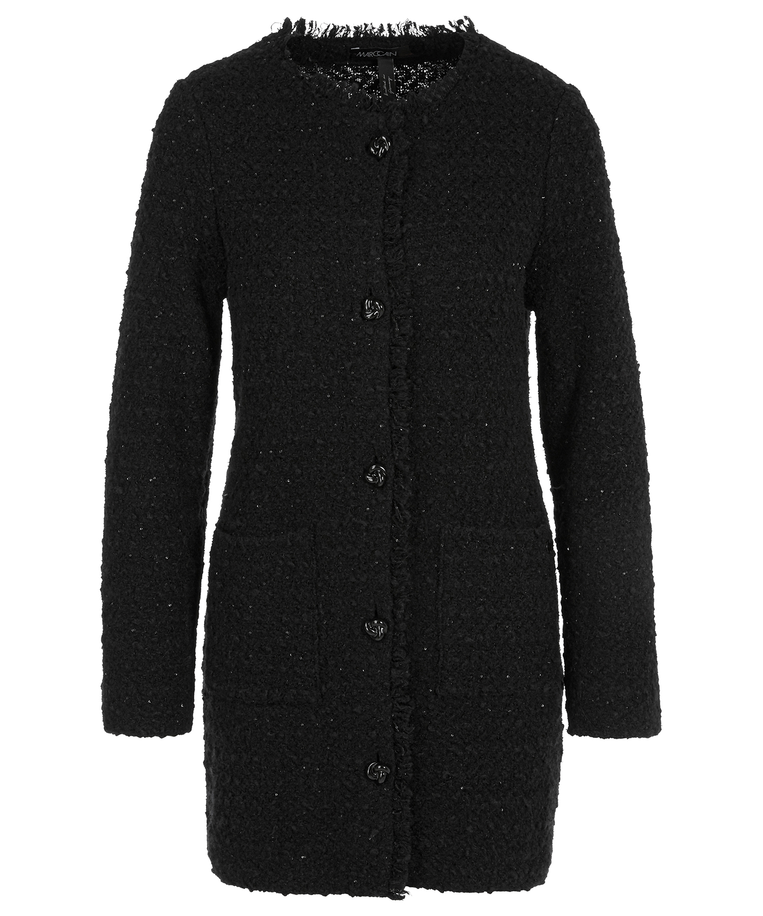 Lange Strickjacke Strickjacke Mit Fransen Schwarz Reißverschluss