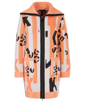 Marc Cain lange Strickjacke aus Jacquard mit Reißverschluss