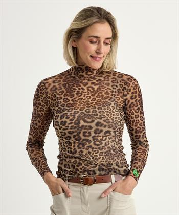 Marc Cain Netz-Rollkragen-Shirt mit Panther-Print