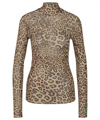 Marc Cain Netz-Rollkragen-Shirt mit Panther-Print