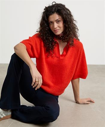 Marc Cain Polopullover aus Wollmischung mit kurzen Ärmeln