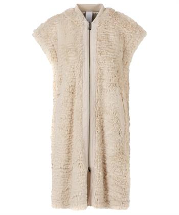 Marc Cain Spaß Pelz Reißverschluss ärmellose Strickjacke