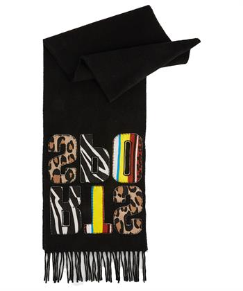 Marc Cain Sports schwarzer Schal mit Buchstabenapplikation