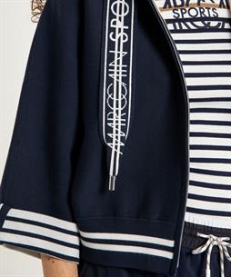 Marc Cain Strickjacke mit Kapuze und gestreiften Details