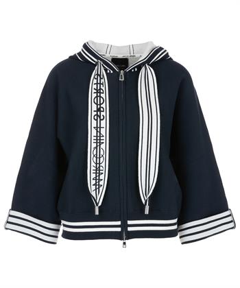 Marc Cain Strickjacke mit Kapuze und gestreiften Details