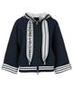 Marc Cain Strickjacke mit Kapuze und gestreiften Details