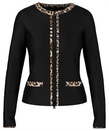 Marc Cain Strickjacke mit Panther-Print-Besatz