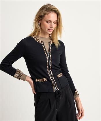 Marc Cain Strickjacke mit Panther-Print-Besatz