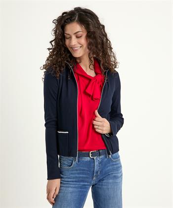 Marc Cain Strickjacke mit Reißverschluss und Streifendetails
