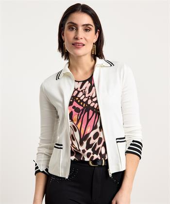 Marc Cain Strickjacke mit Reißverschluss und Streifendetails