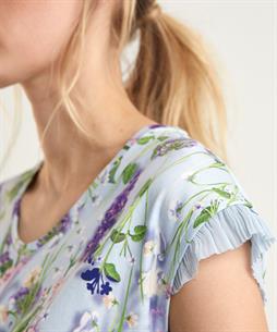 Marc Cain T-Shirt mit Blumendruck und Plissee-Detail