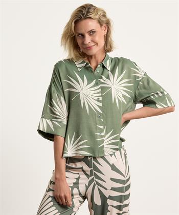 OUI Bluse seidiger Blattdruck
