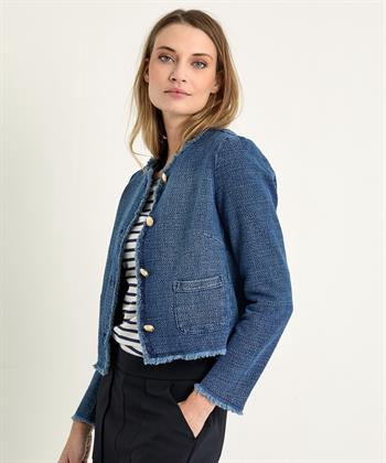 OUI Denim Strickjacke Lurex mit Knöpfen
