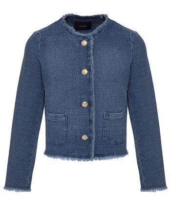 OUI Denim Strickjacke Lurex mit Knöpfen